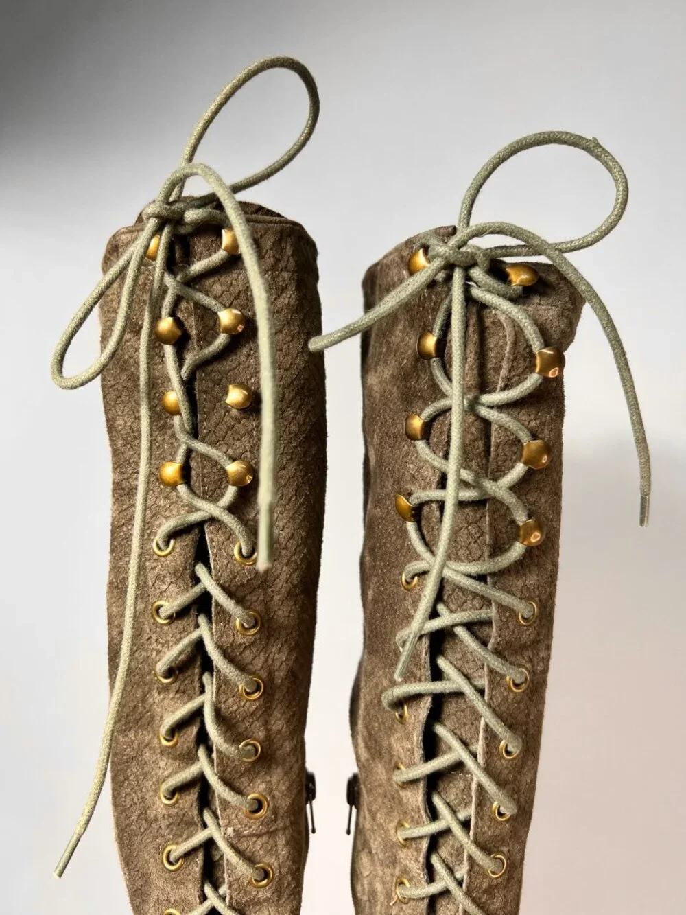 Jeffrey Campbel x Free People Joe Suede Lace Up Over The Knee Boots Sage 9 LNWOT